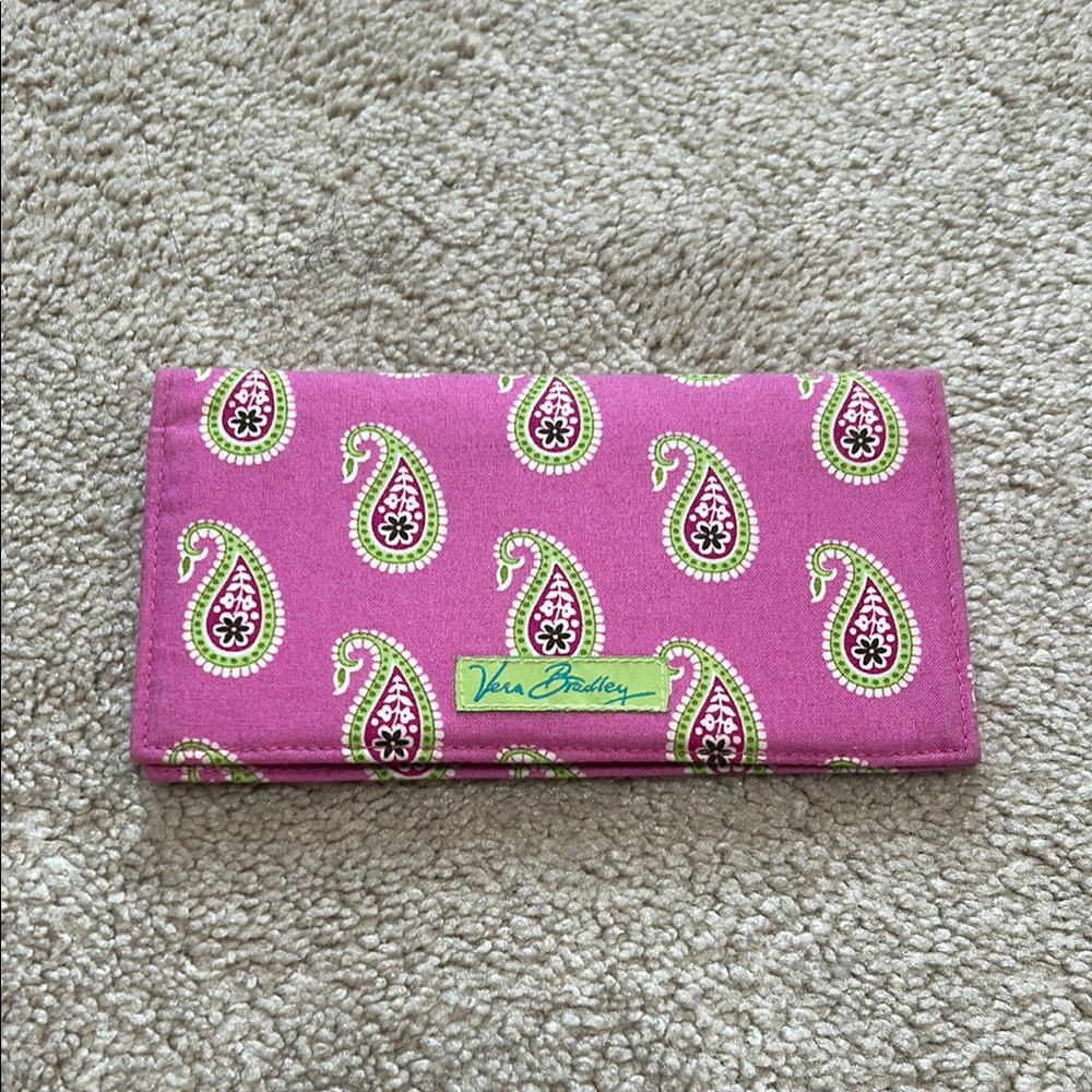Vera Bradley Pink and Green Paisley Checkbook Cover